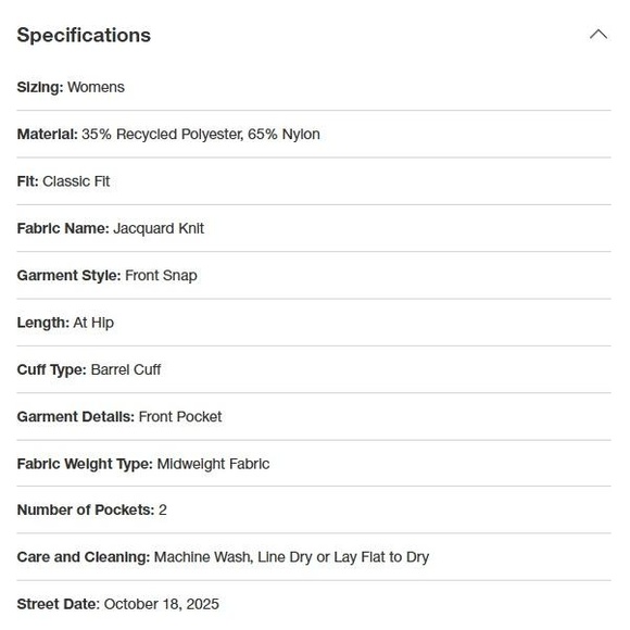 Woolrich x Target Women's S Small Shacket Cream Sweater / Shirt Jacket NWT! - Picture 6 of 7